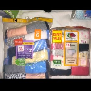 : 25 Fruit of the Loom & Hanes  Girls' Cotton briefs panties sz 6 open packages